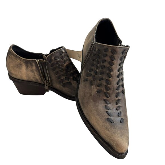 Free People Leather Woven Pointed Toe Ankle Booties | Made in Portugal | Size 37 - Picture 5 of 10